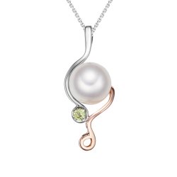 Zlatý přívěsek s perlou a peridotem