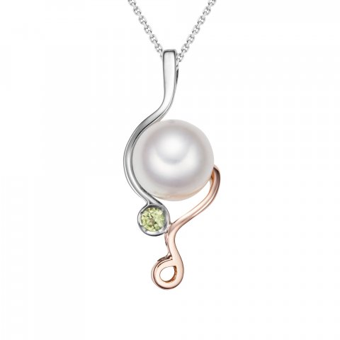 Zlatý přívěsek s perlou a peridotem